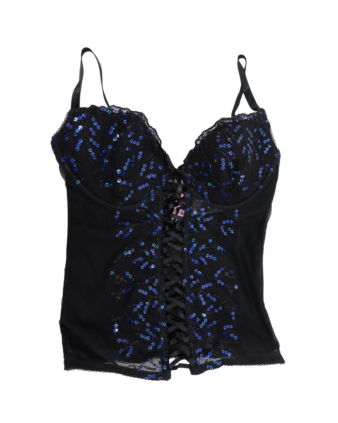 Corset noir à sequins bleu - B Sexy Lingerie & Fashion - L