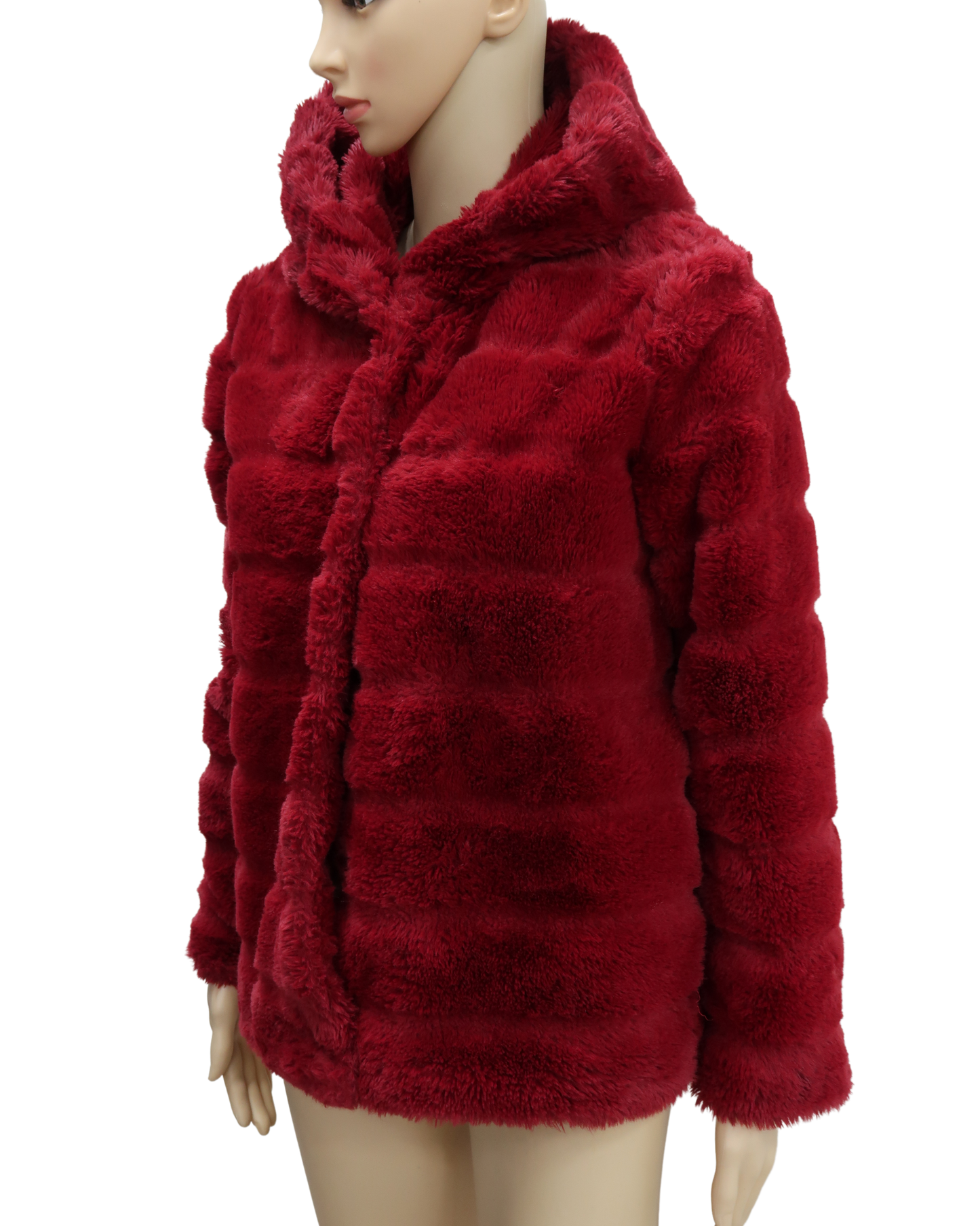 Manteau en fourrure à capuche rouge - Jennyfer - XS