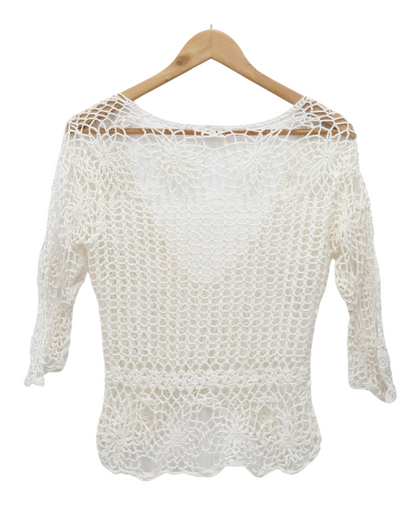 Gilet crochet blanc - M