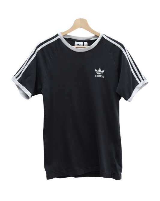 T-shirt à manches courtes noir avec bandes blanches - Adidas - S