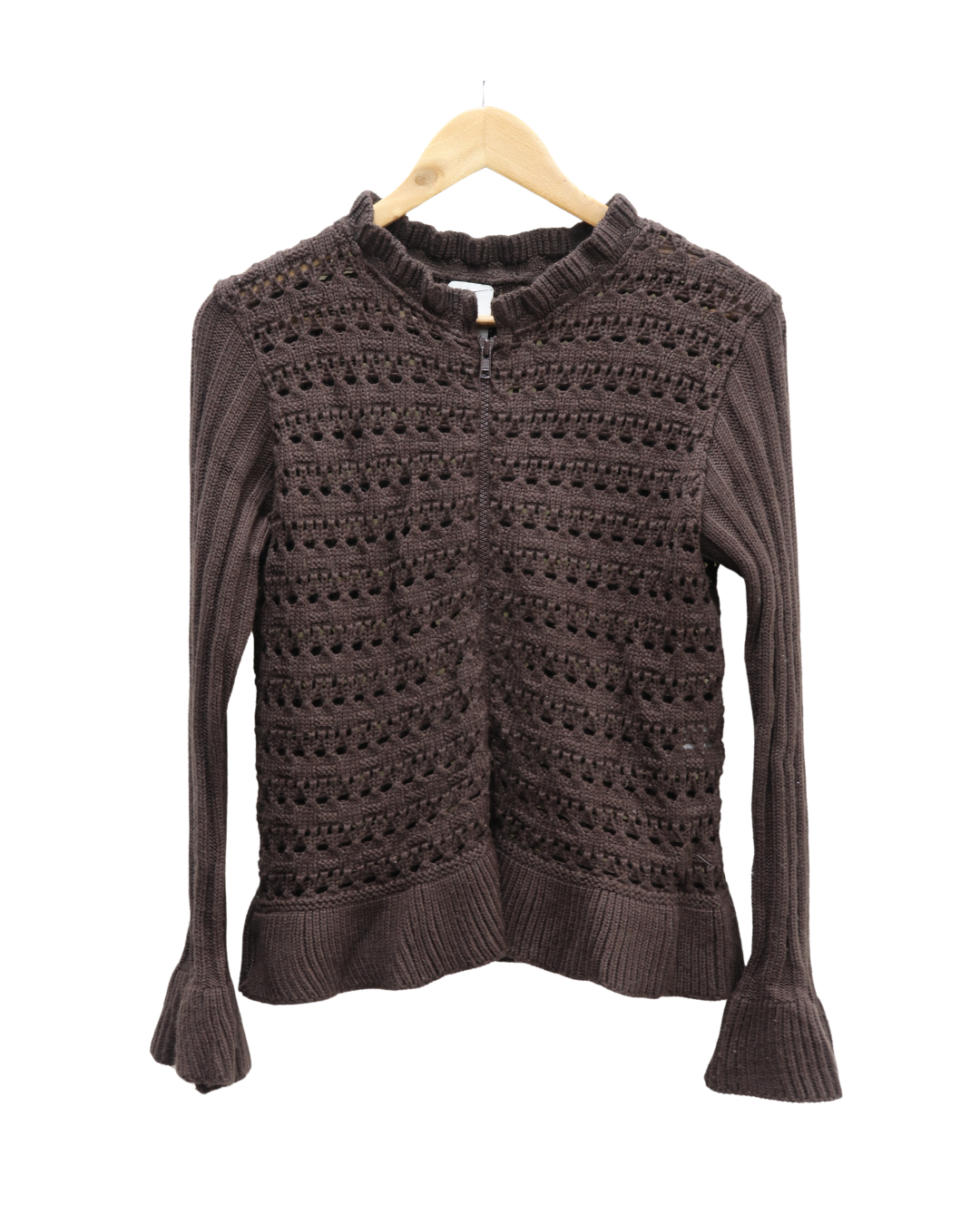 Gilet marron en laine et en maille - S