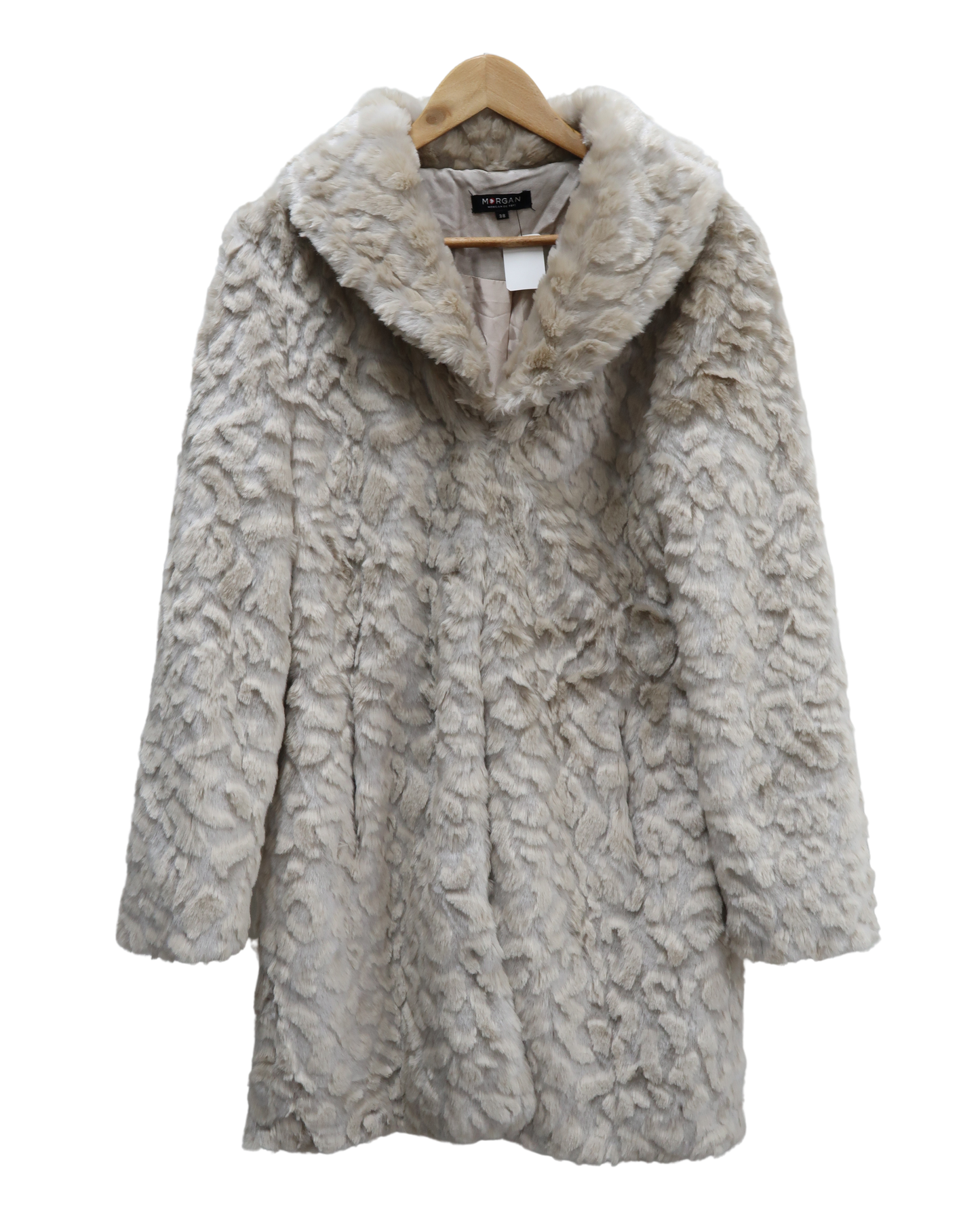 Manteau long en fourrure blanc cassé - Morgan - M