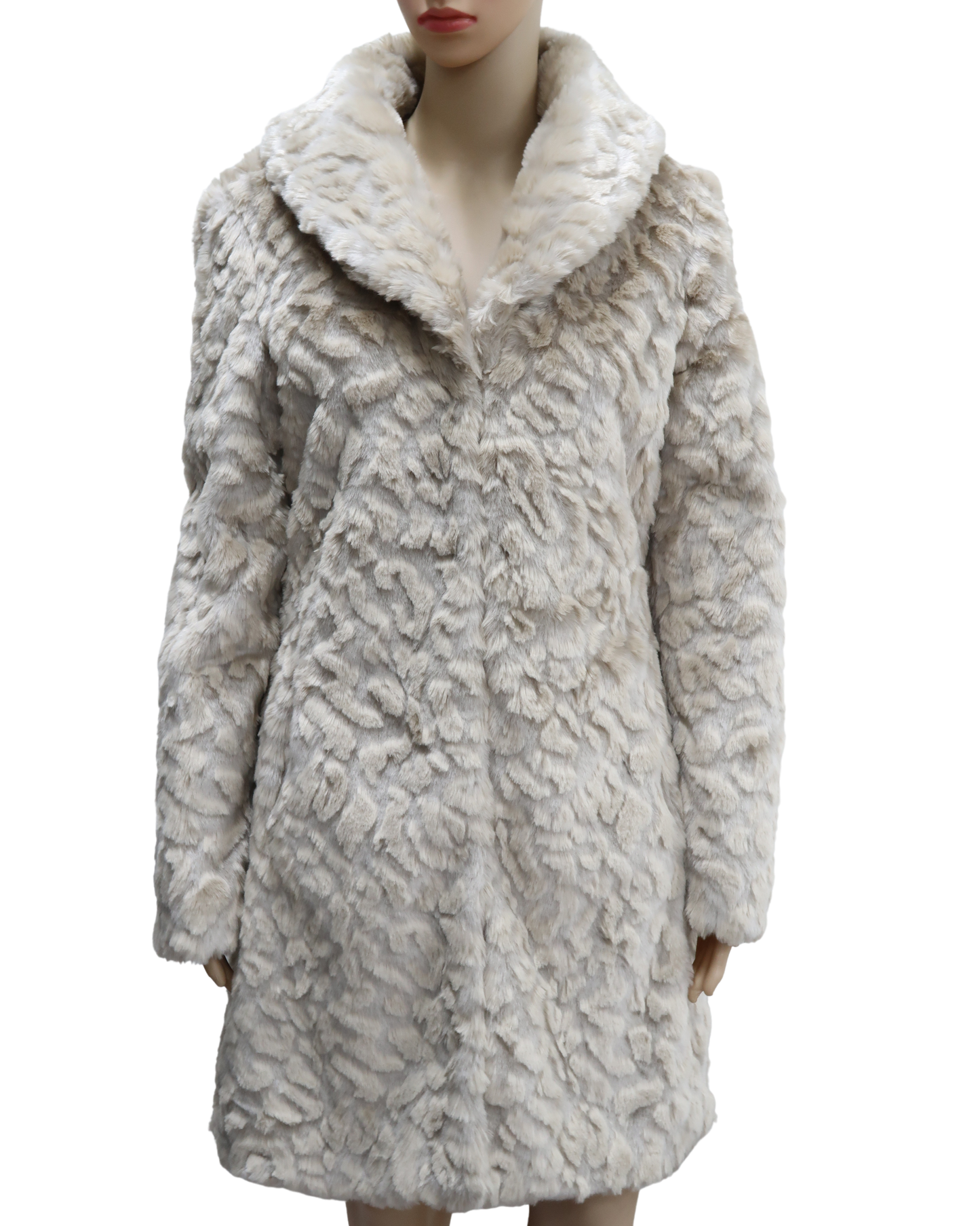 Manteau long en fourrure blanc cassé - Morgan - M