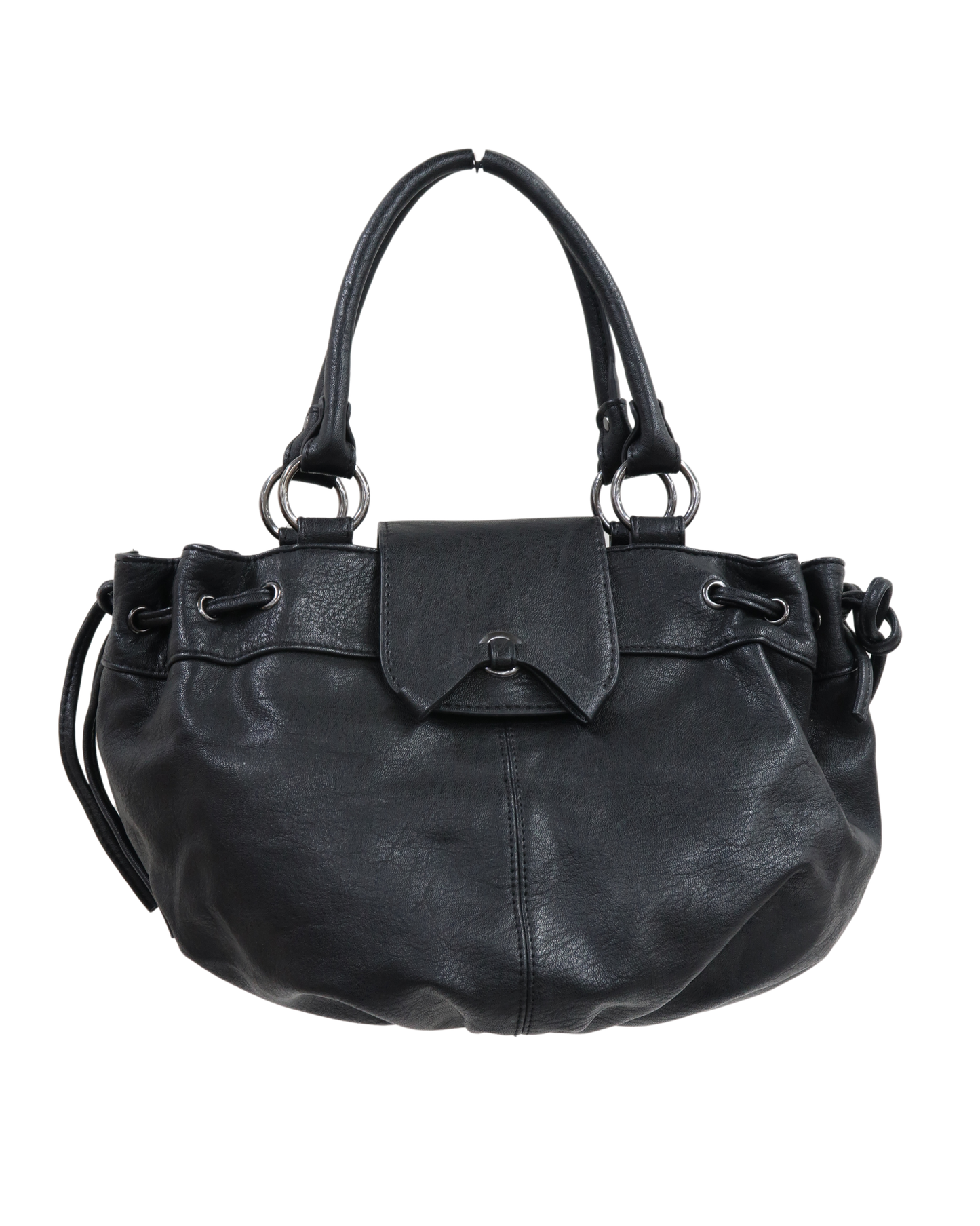 Sac à main oval en cuir noir