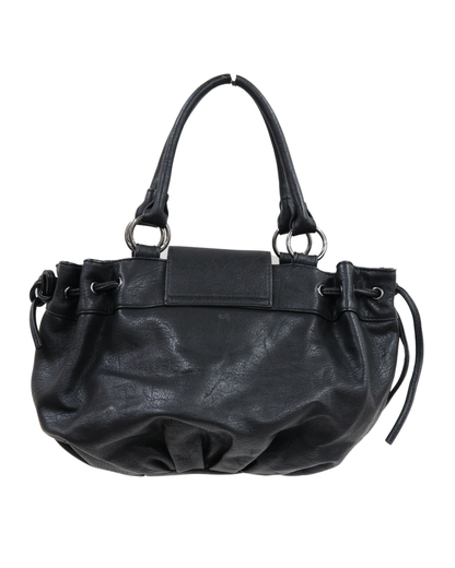 Sac à main oval en cuir noir