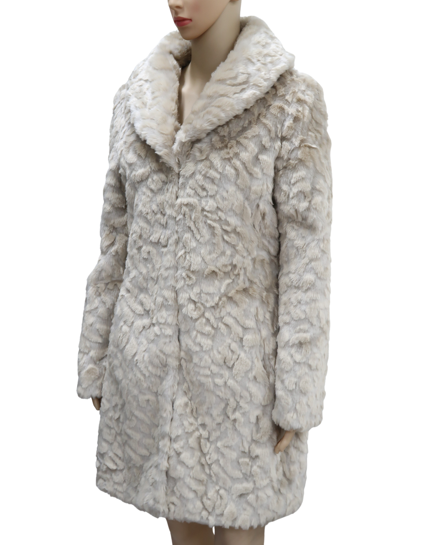 Manteau long en fourrure blanc cassé - Morgan - M