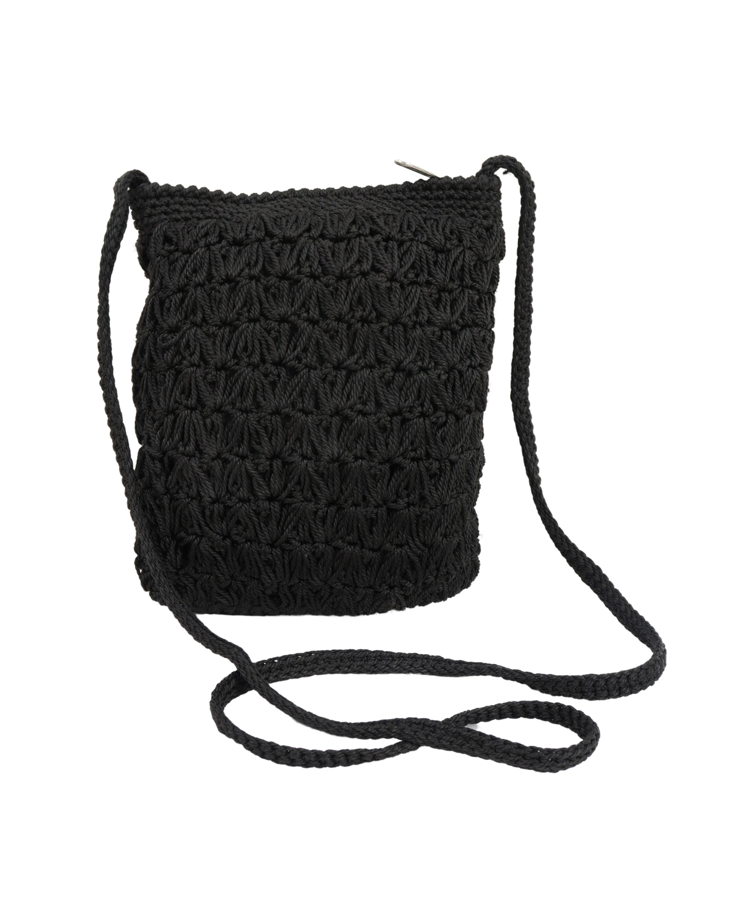 Petite sacoche à bandoulière en crochet noire