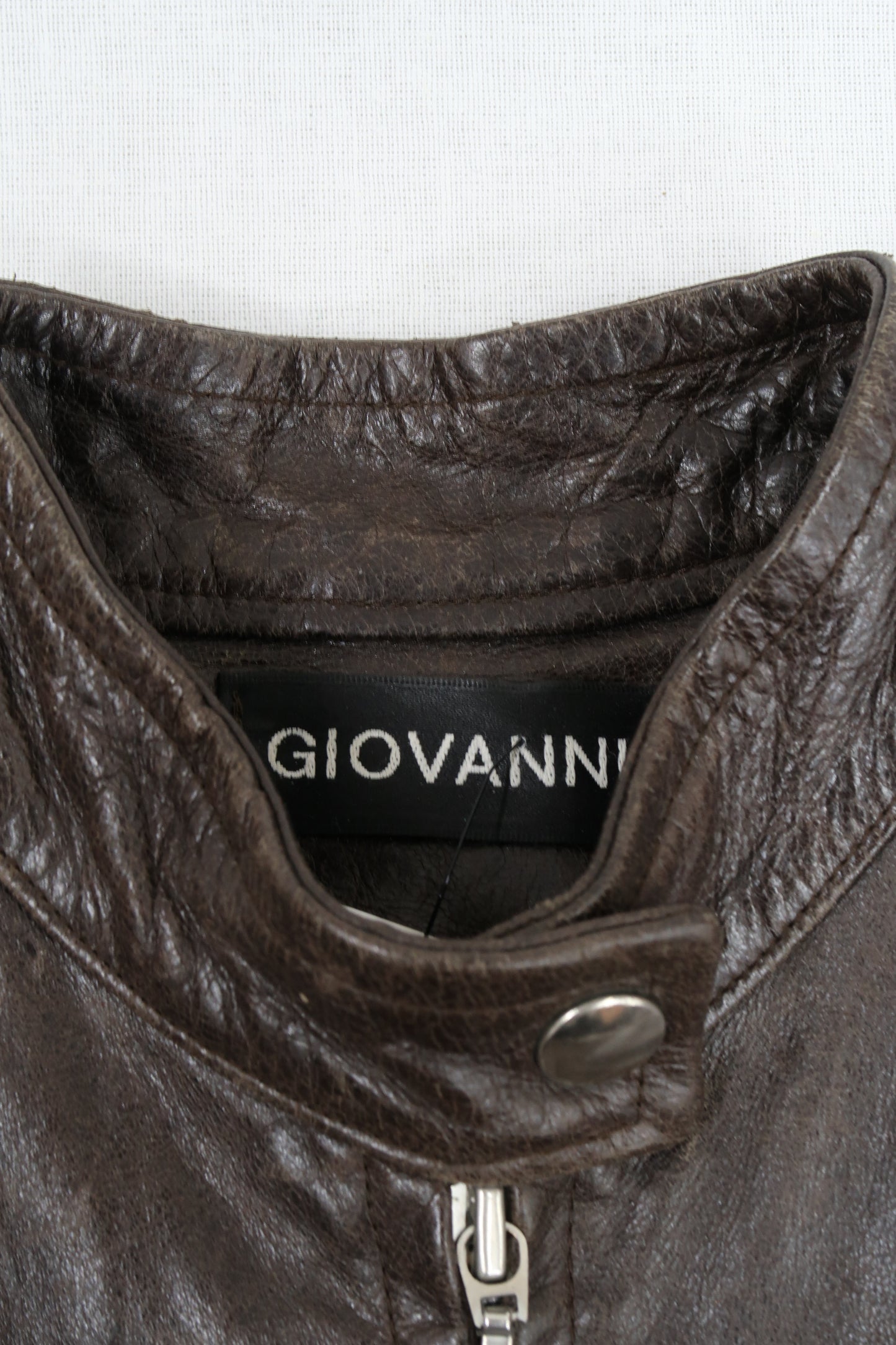 Veste en cuir longue vintage marron foncé - Giovanni - S