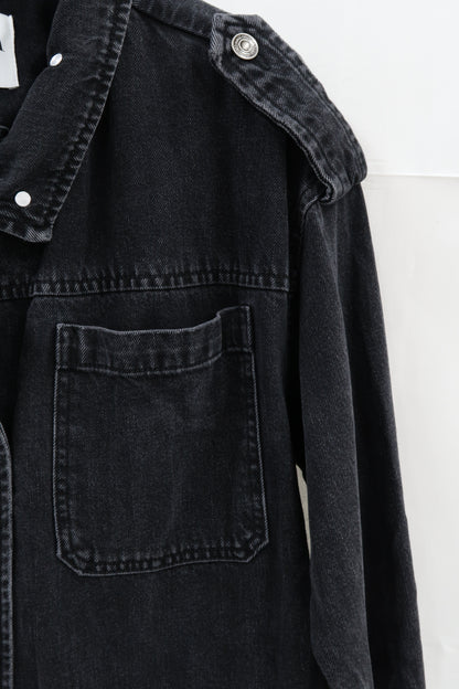 Veste longue en jean noire - Zara - S