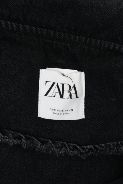 Veste longue en jean noire - Zara - S