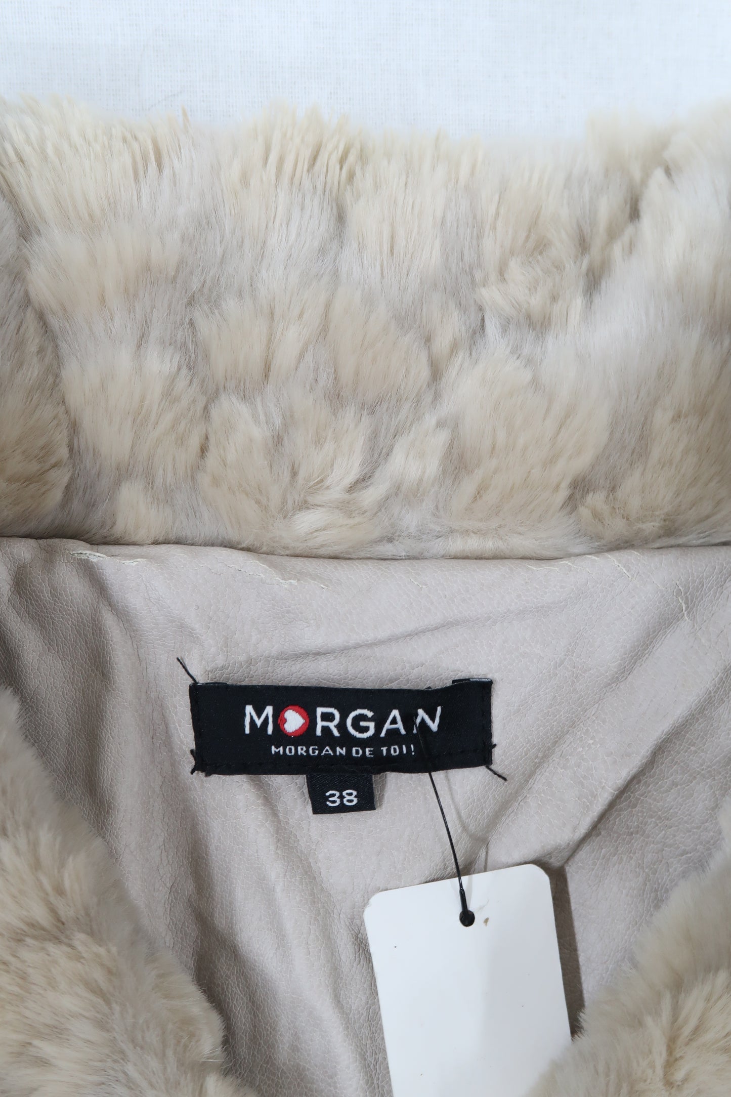 Manteau long en fourrure blanc cassé - Morgan - M