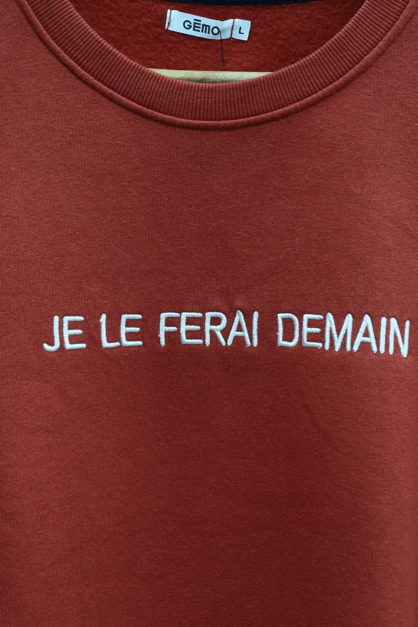 Pull orange à manches longues "Je le ferai demain" - Gémo - L