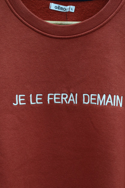 Pull orange à manches longues "Je le ferai demain" - Gémo - L