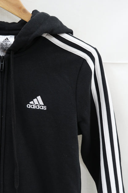 Veste noire à capuche à bandes blanches - Adidas - XS