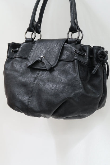 Sac à main oval en cuir noir