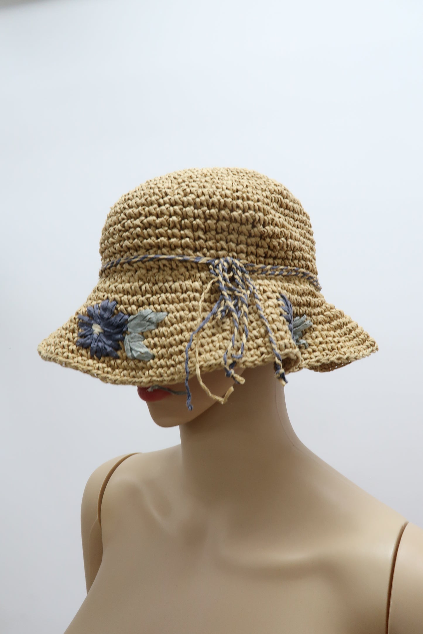 Chapeau en paille à fleurs - Kiabi