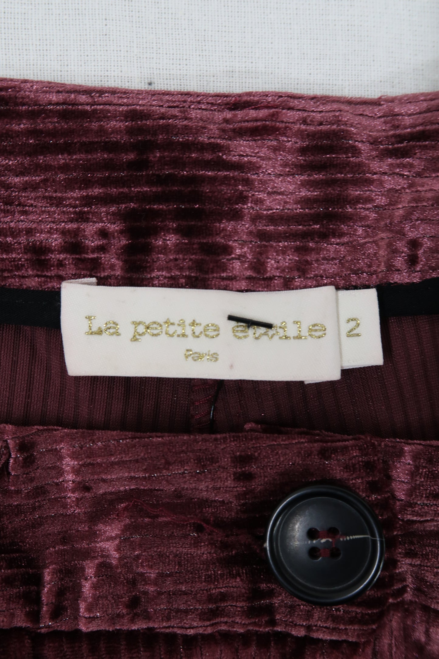 Pantalon pourpre en velour à paillettes argentées - La petite Étoile - XS/S