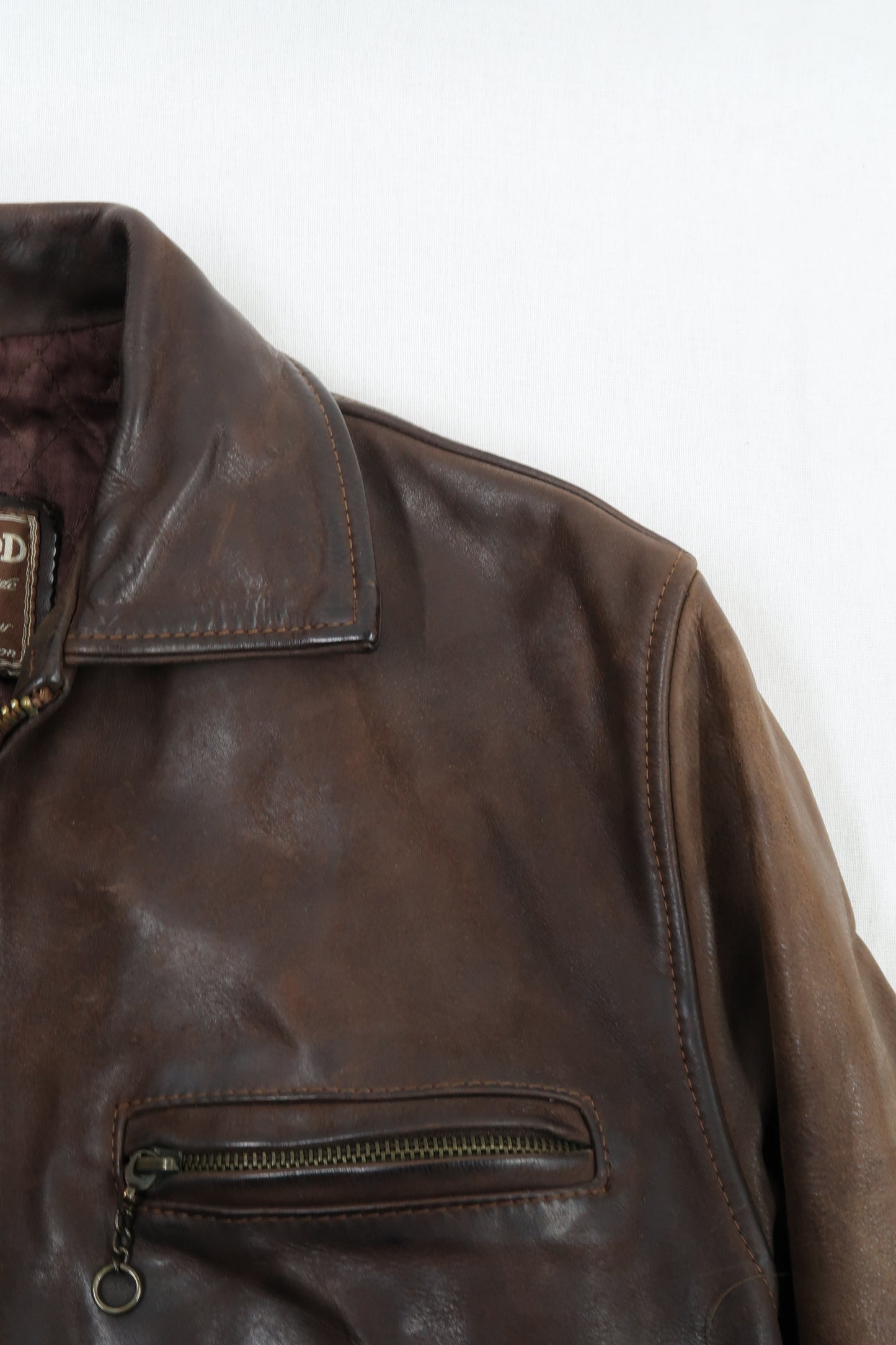 Veste en cuir large marron - Oakwood - L