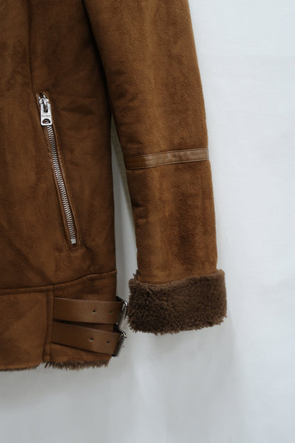 Manteau camel doublé de fourrure - Pull&Bear - M