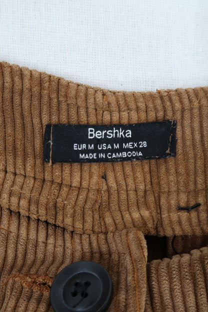 Pantalon strié marron en velour - Bershka - M