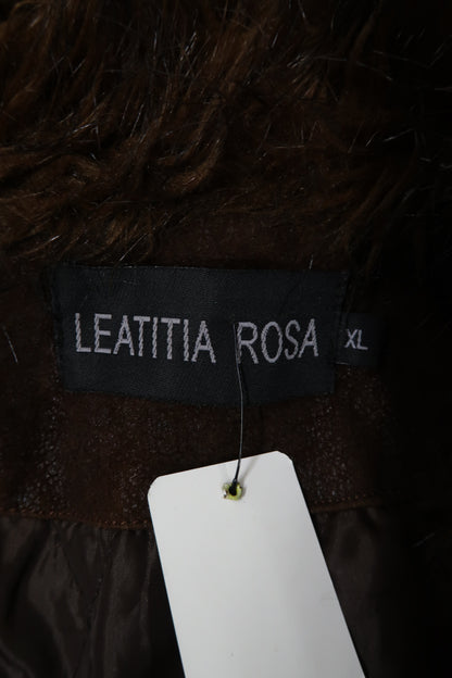 Manteau en daim marron - Leatitia Rosa - XL