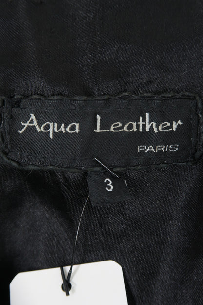 Manteau long en cuir noir - Aqua leather - S