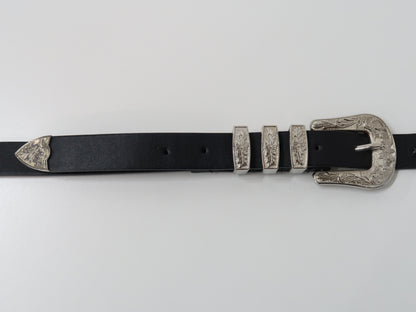 Ceinture noire à deux boucles - Vintage